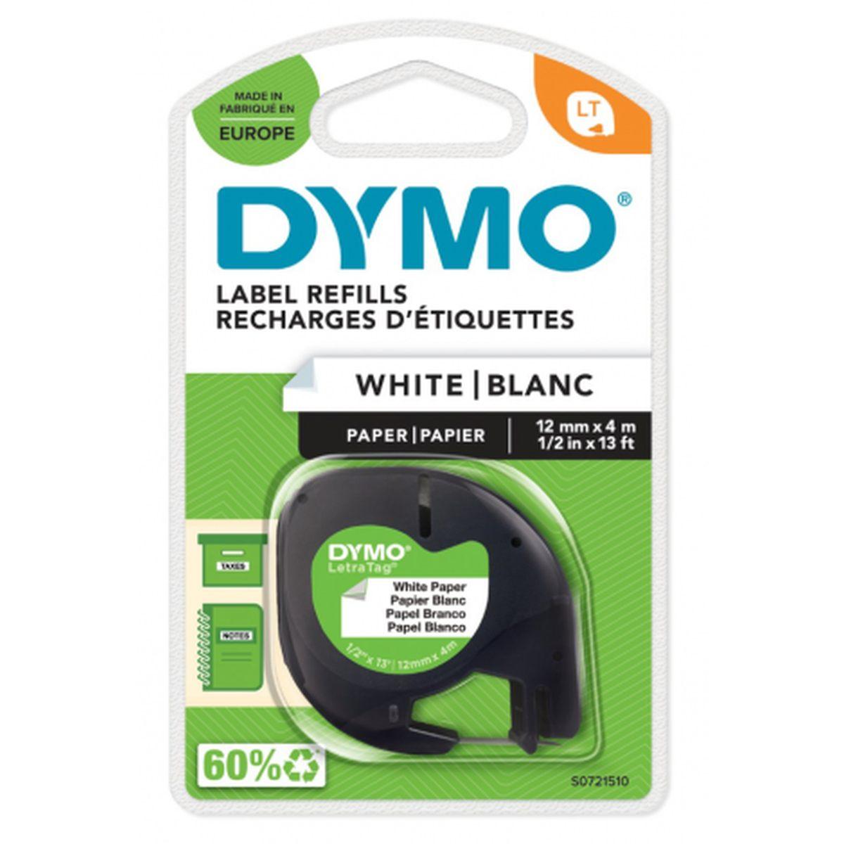 Nastro dymo lt carta - bianco - 12 mm x 4 mt
