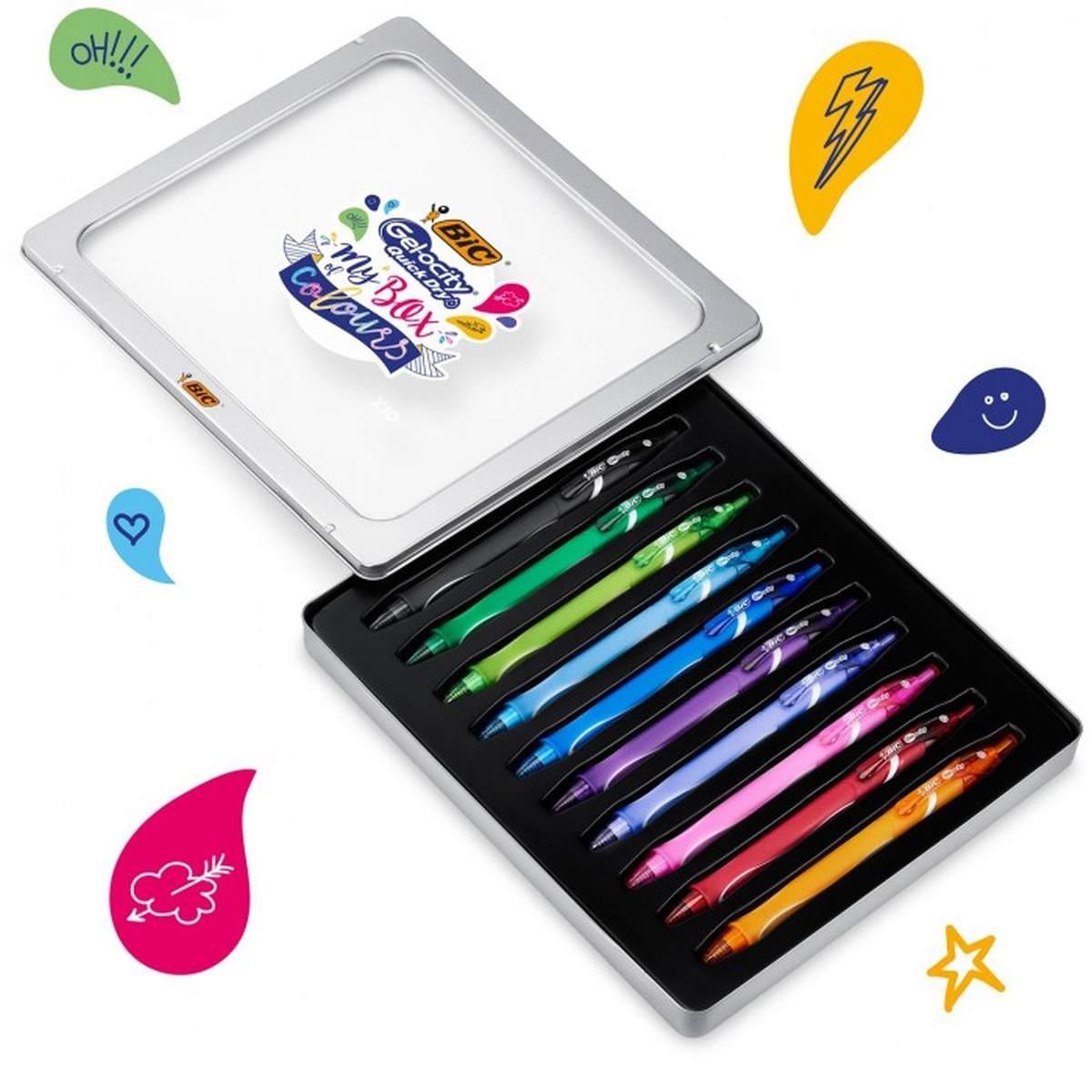 Bic my box of colours - metal box gel-ocity quick dry - box da 10 penne