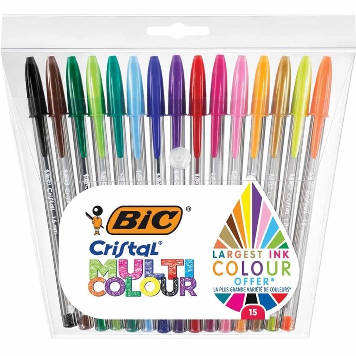 Bic set 15 penne sfera cristal large multicolour