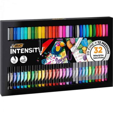 Bic intensity set - box da 32 pennarelli - 20 punta fine + 12 punta medium