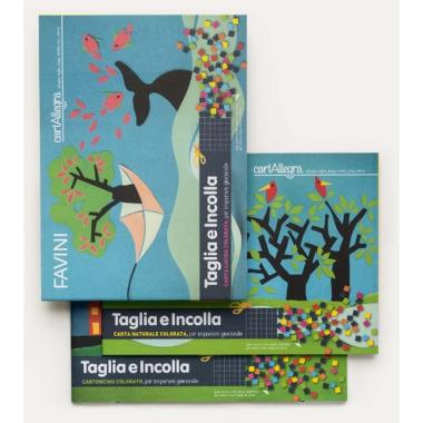 Favini cartallegra taglia e incolla - cartoncino colorato - 16 fg - 220 gr - 24 x 33 cm