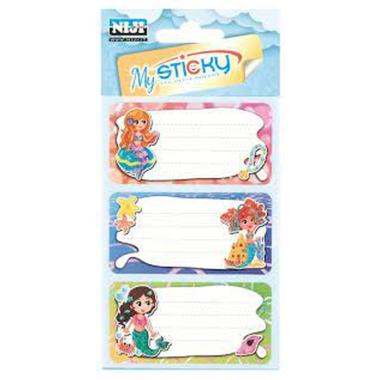 Lebez - busta 6 etichette adesive fantasia per quaderni - etichetta 7 x 3,5 cm - con particolari glitterati