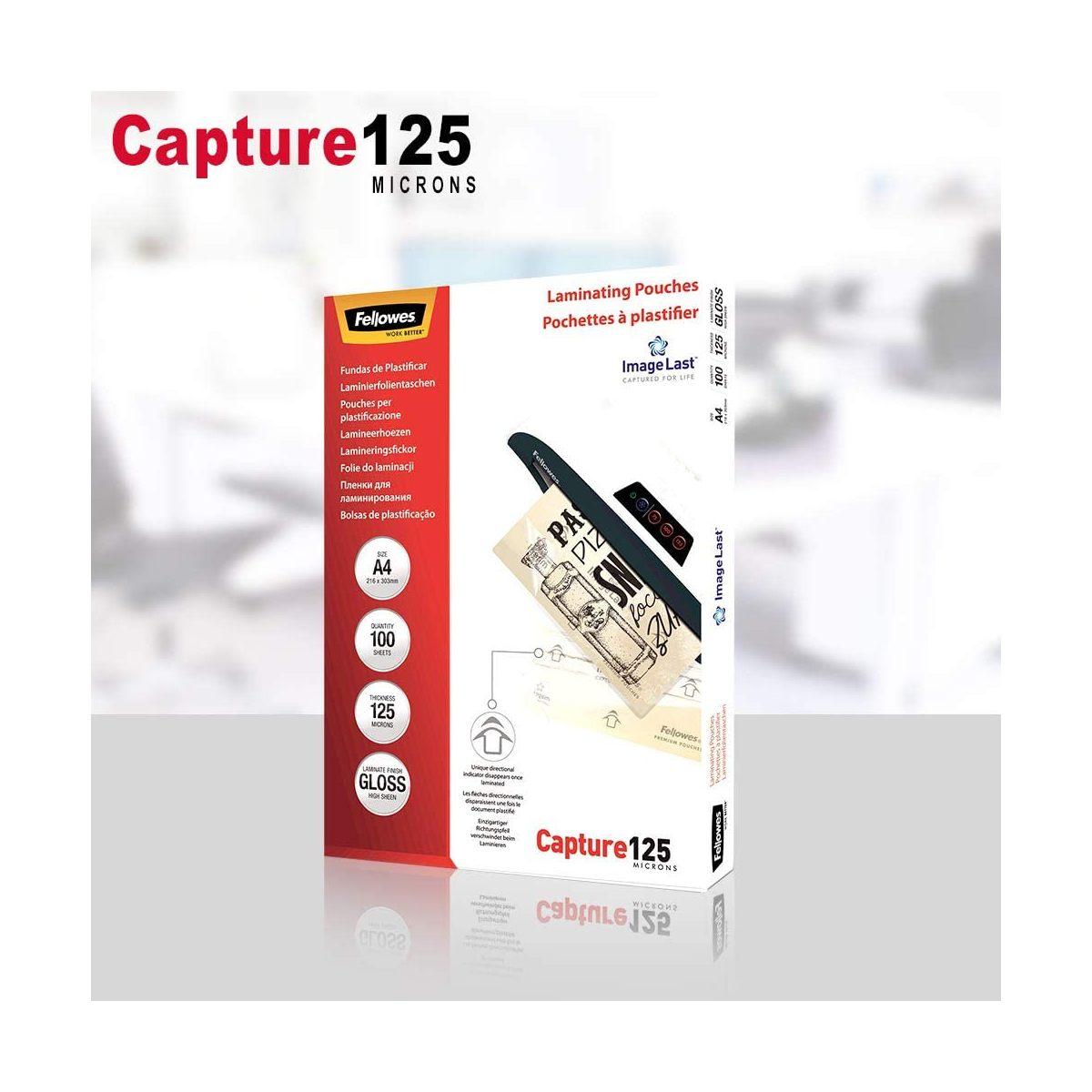 Fellowes - pouches di plastificazione, formato a4 (216 x 303 mm), 125 micron - confezione da 100 fogli