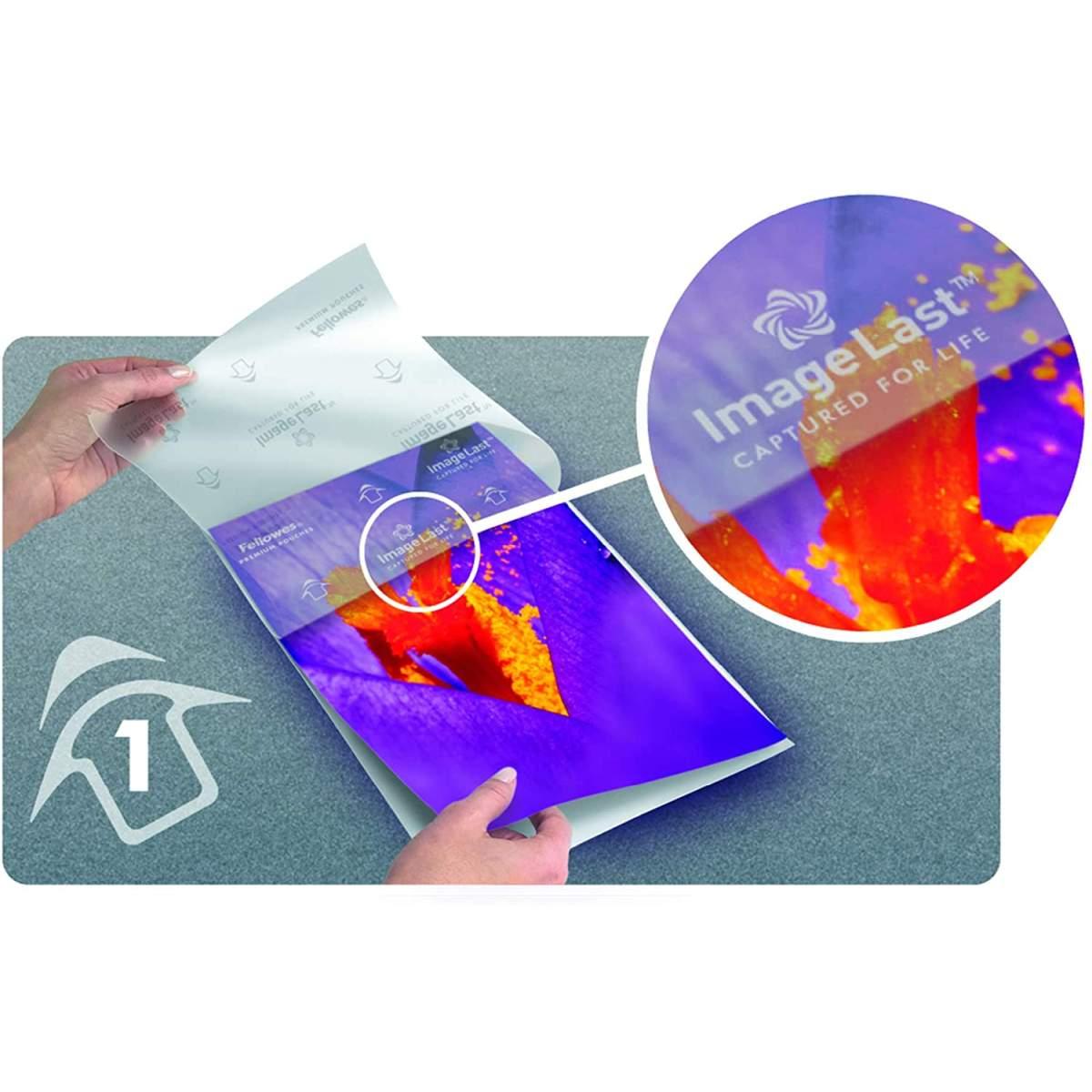 Fellowes - pouches di plastificazione, formato a4 (216 x 303 mm), 125 micron - confezione da 100 fogli