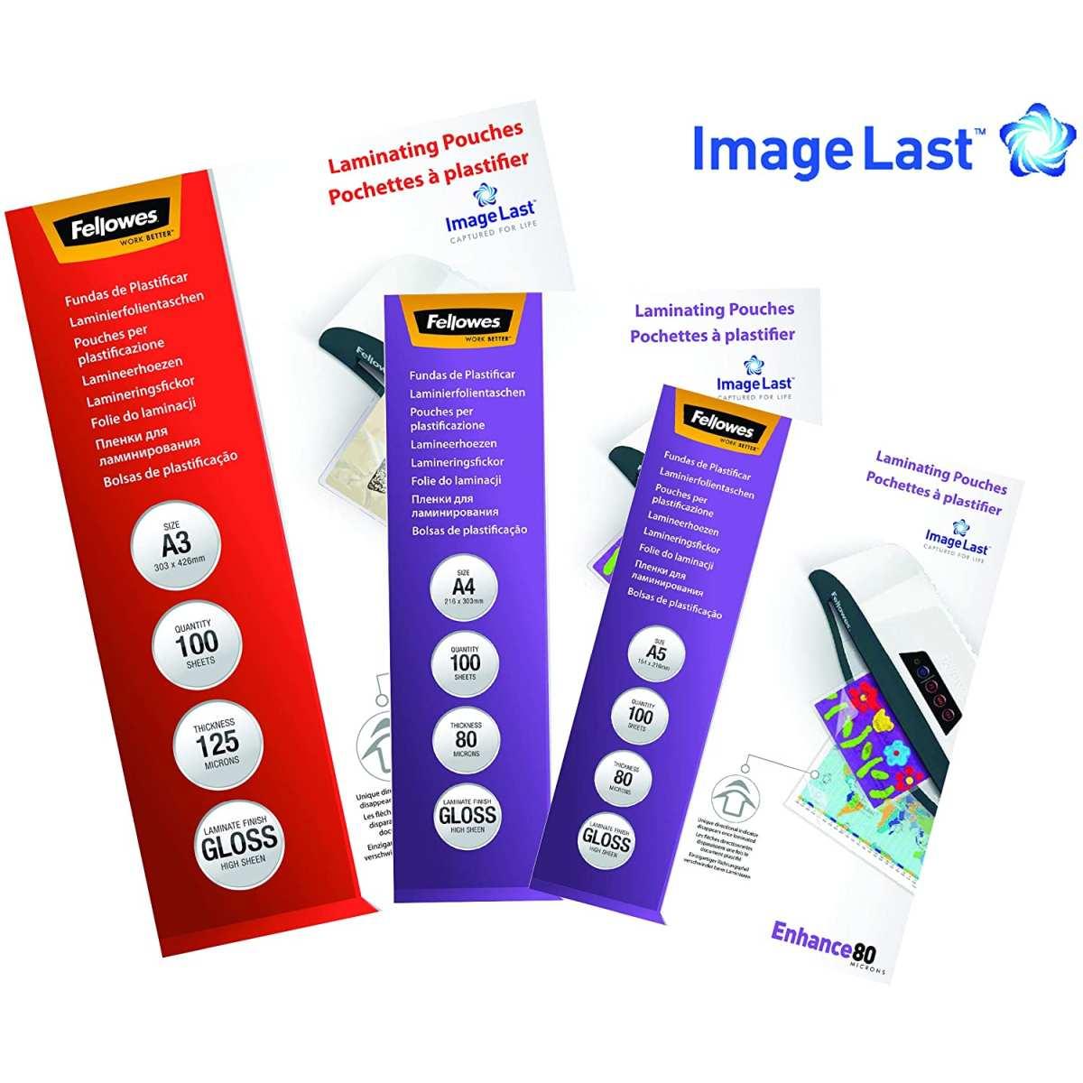 Fellowes - pouches di plastificazione, formato a4 (216 x 303 mm), 125 micron - confezione da 100 fogli