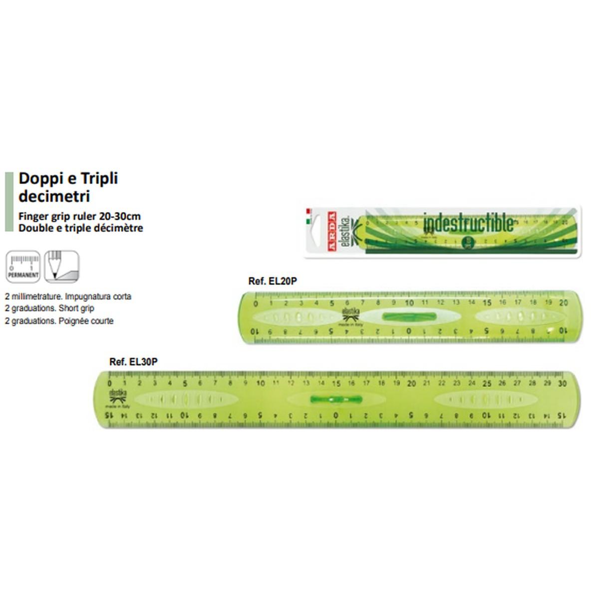 Arda - riga triplo decimetro elastika 30 cm - impugnatura corta