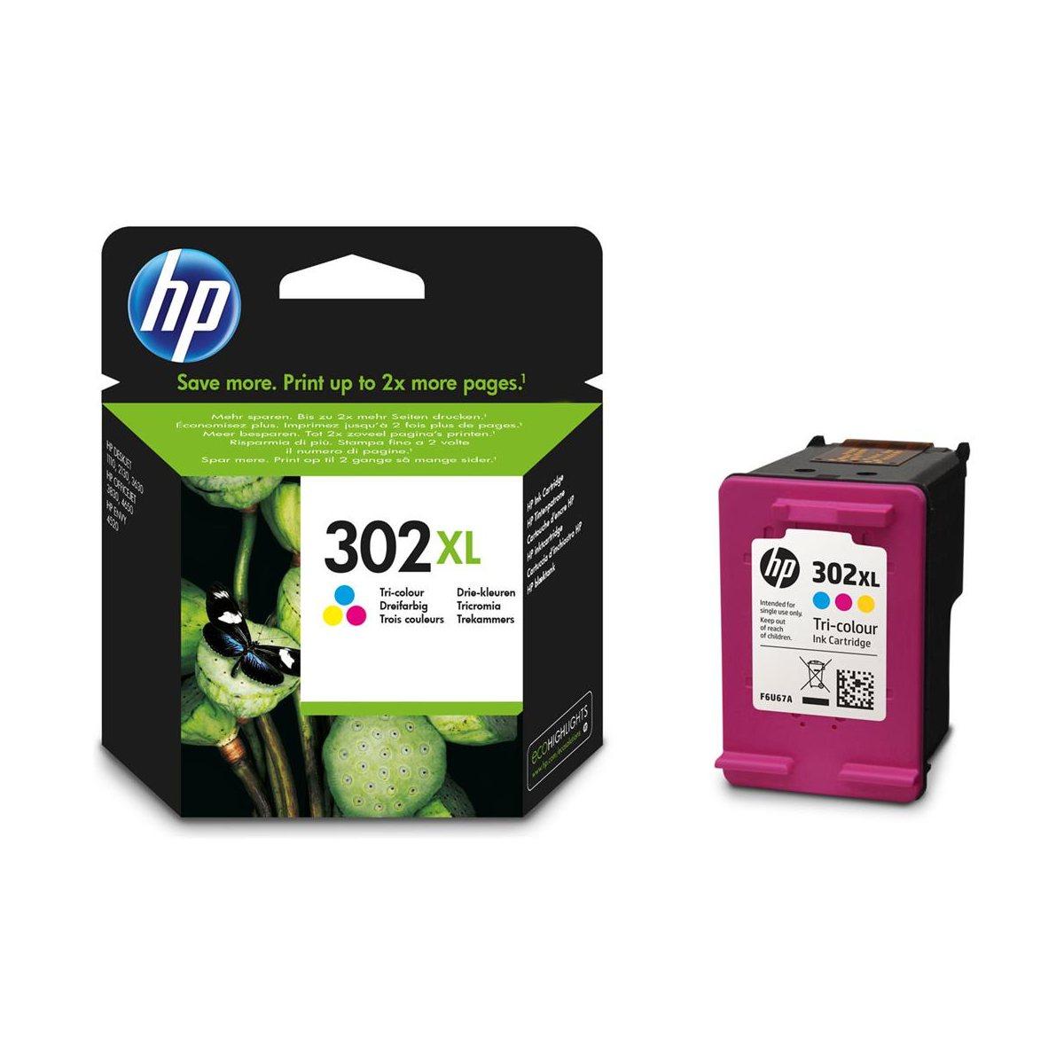 Hp 302 xl f6u67ae cartuccia originale per stampanti a getto di inchiostro, tricromia . (330pp)