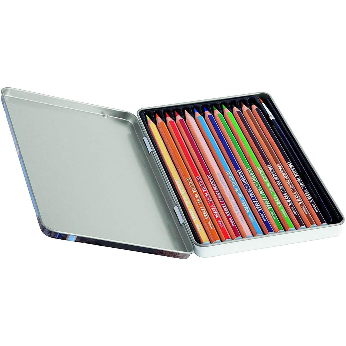 Lyra graduate aquarell - scatola in metallo da 12 pz