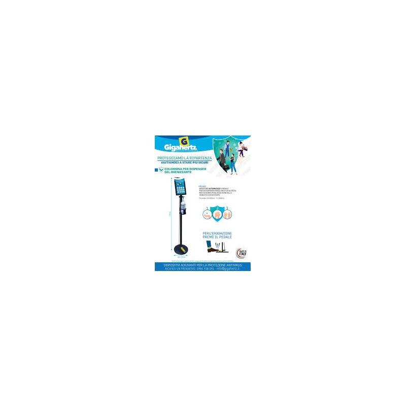 COLONNA PER DISPENSER GEL IGIENIZZANTE C/DOSATORE AUTOMATICO A PEDALE DM 32 cm x H 150 cm