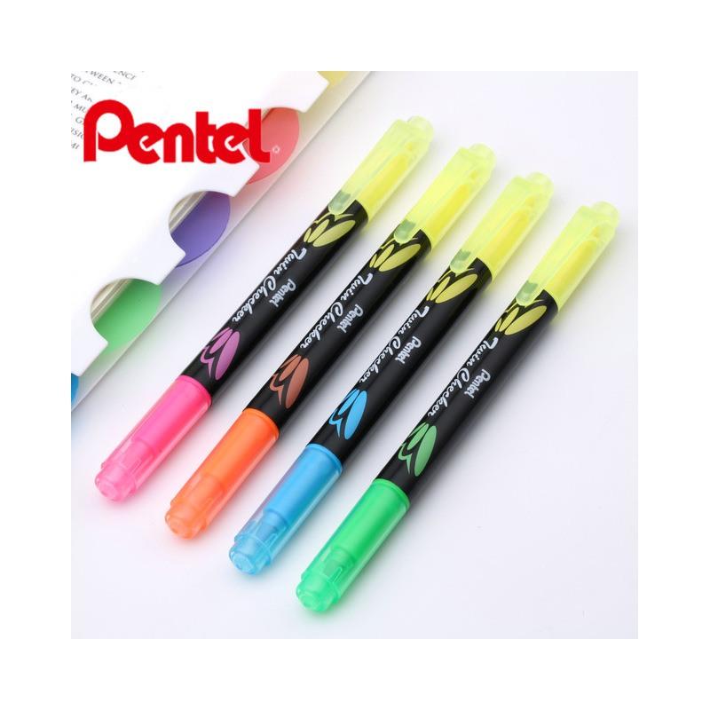 Pentel twin checker - evidenziatore doppia punta a scalpello - 2 colori in un solo prodotto