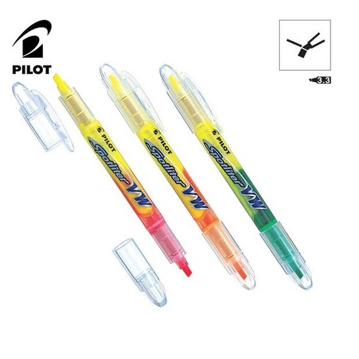Pilot spotliter vw - evidenziatore a inchiostro liquido doppia punta a scalpello - 2 colori in un solo prodotto