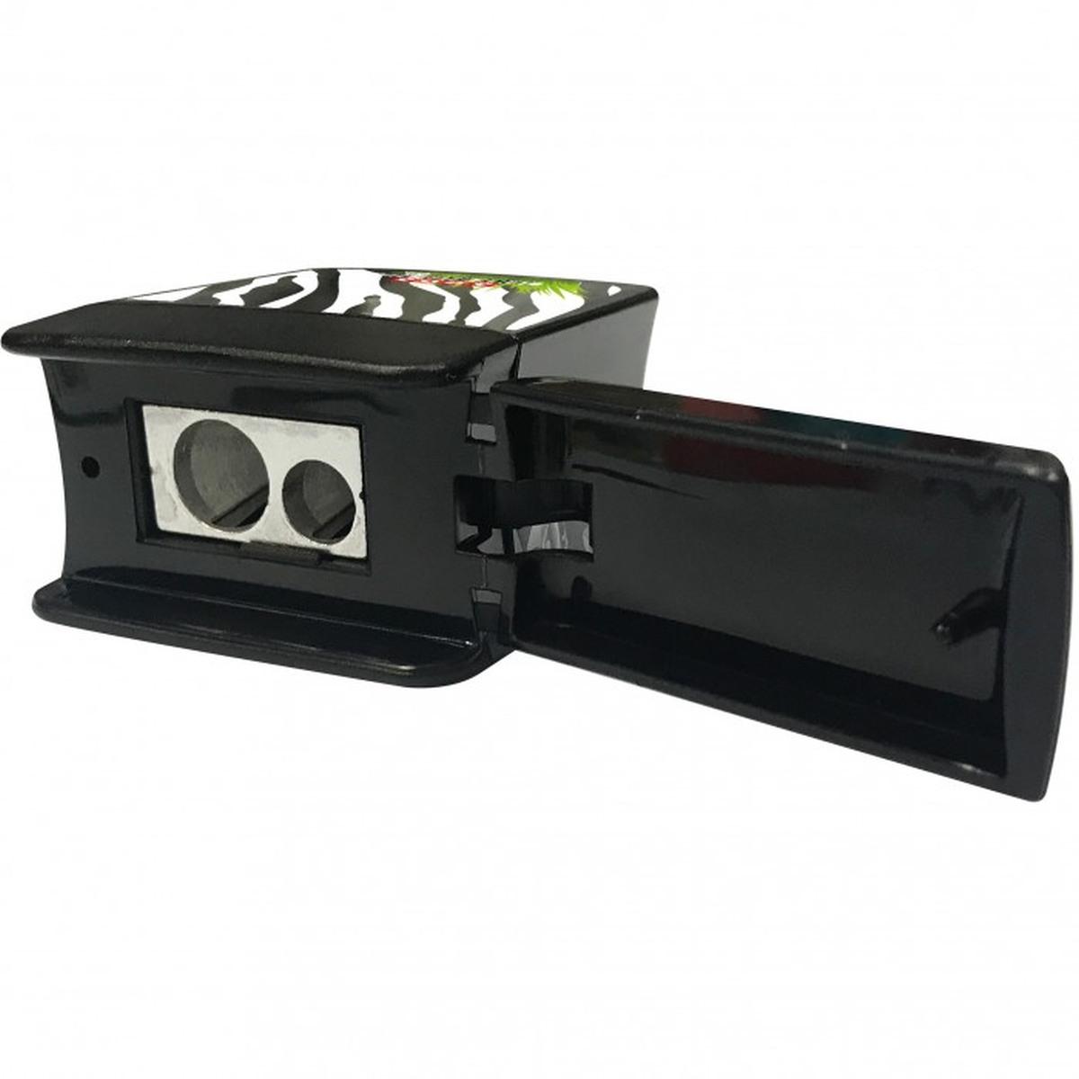 Arda - temperamatite clack nero decorato 2 fori metallo con serbatoio