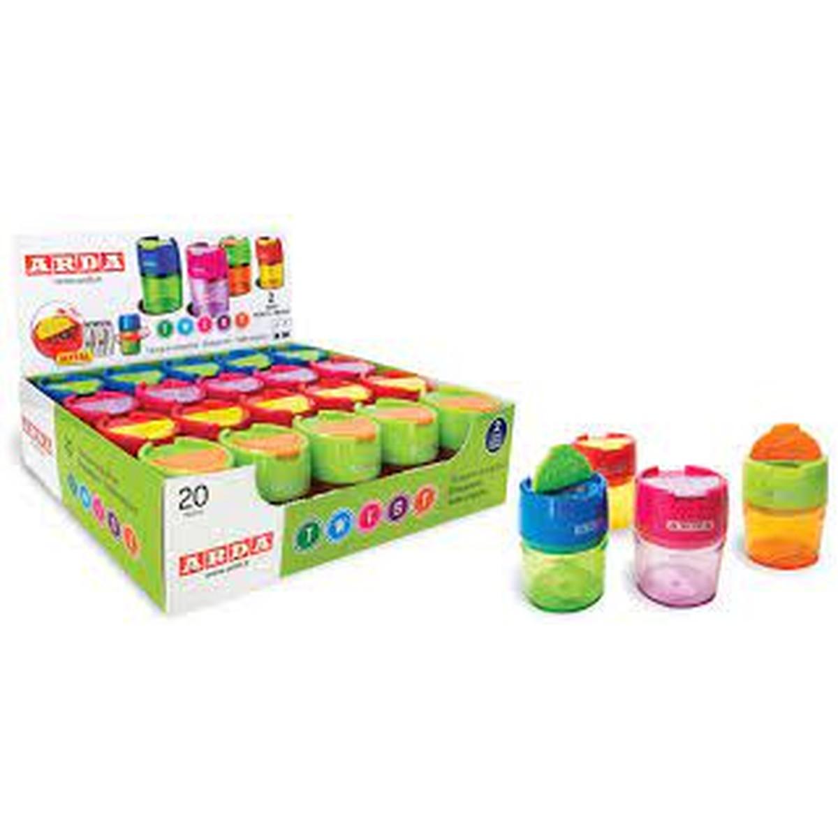 Arda - temperamatite twist - 2 fori metallo con serbatoio -