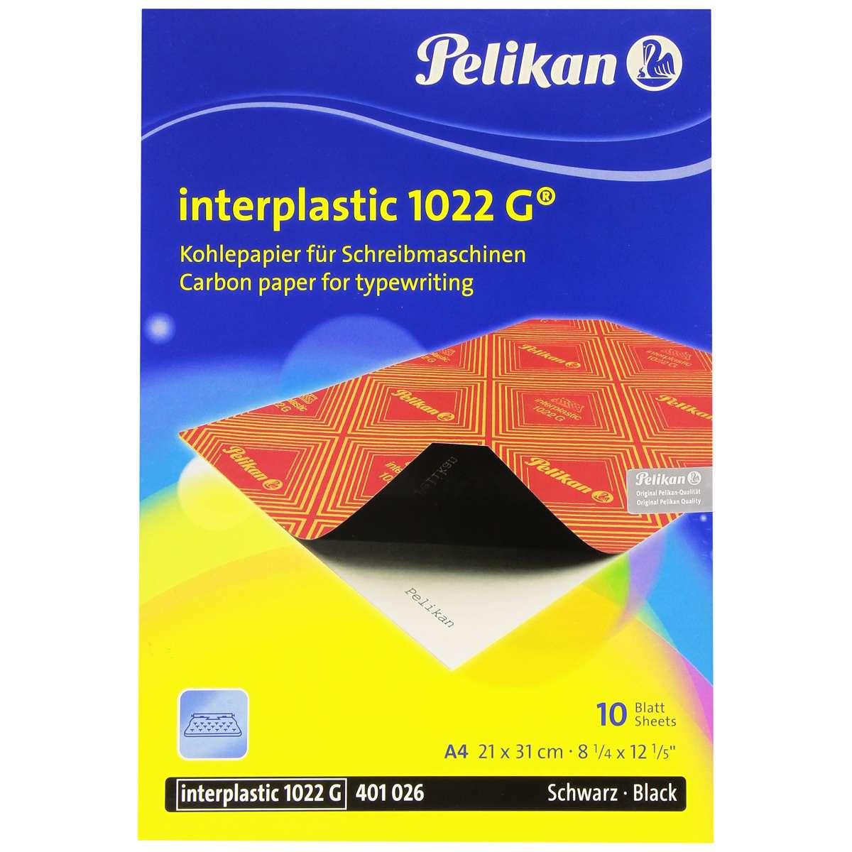 Pelikan - interplastic 1022 g - carta carbone per copie di colore intenso nero - confezione da 10 formato a4