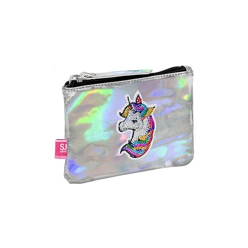 Bustina mini trousse unicorno argento sj (rosa)