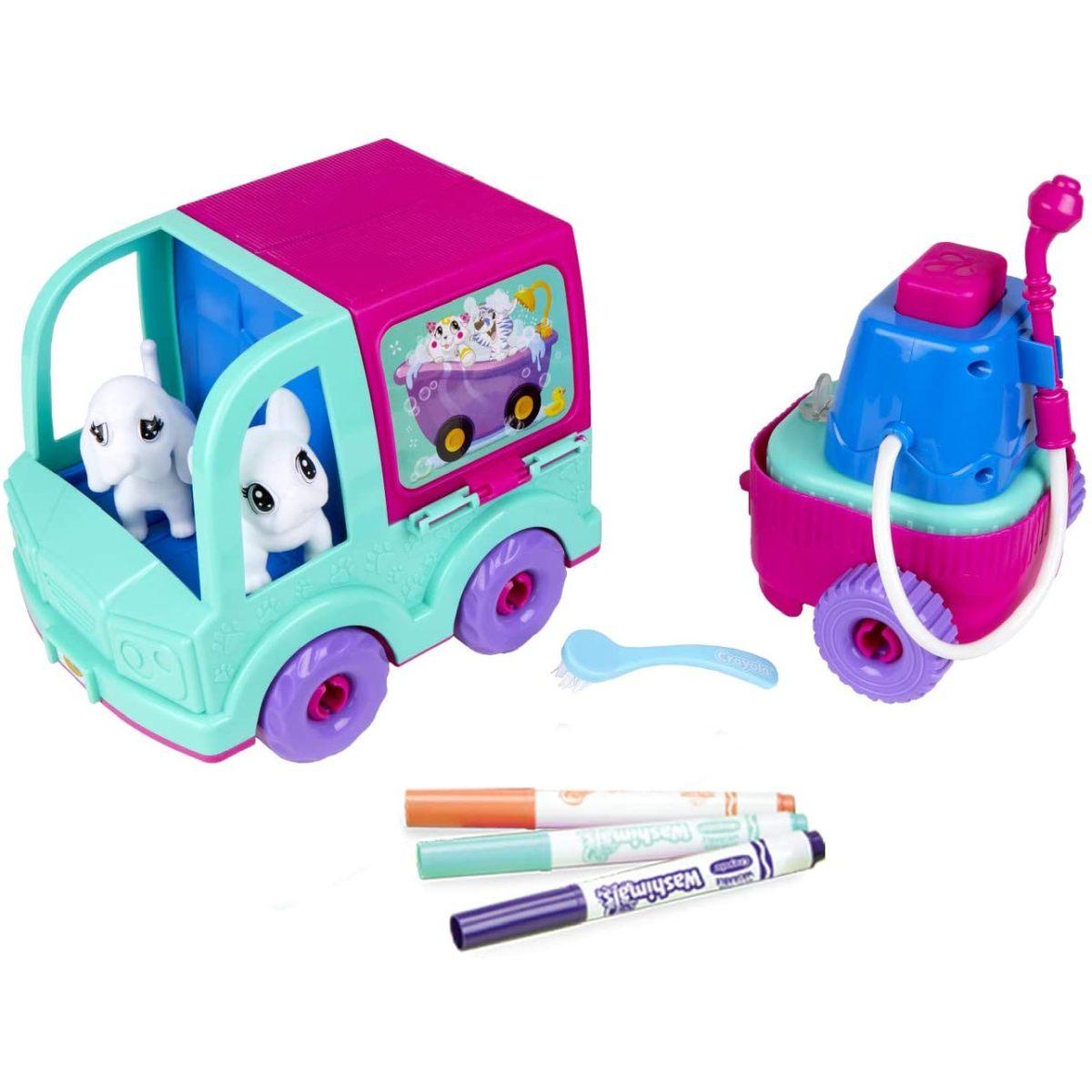 Crayola washimals - set spa in viaggio, per giocare, colorare e fare il bagnetto ai cuccioli, gioco e regalo, da 3 anni