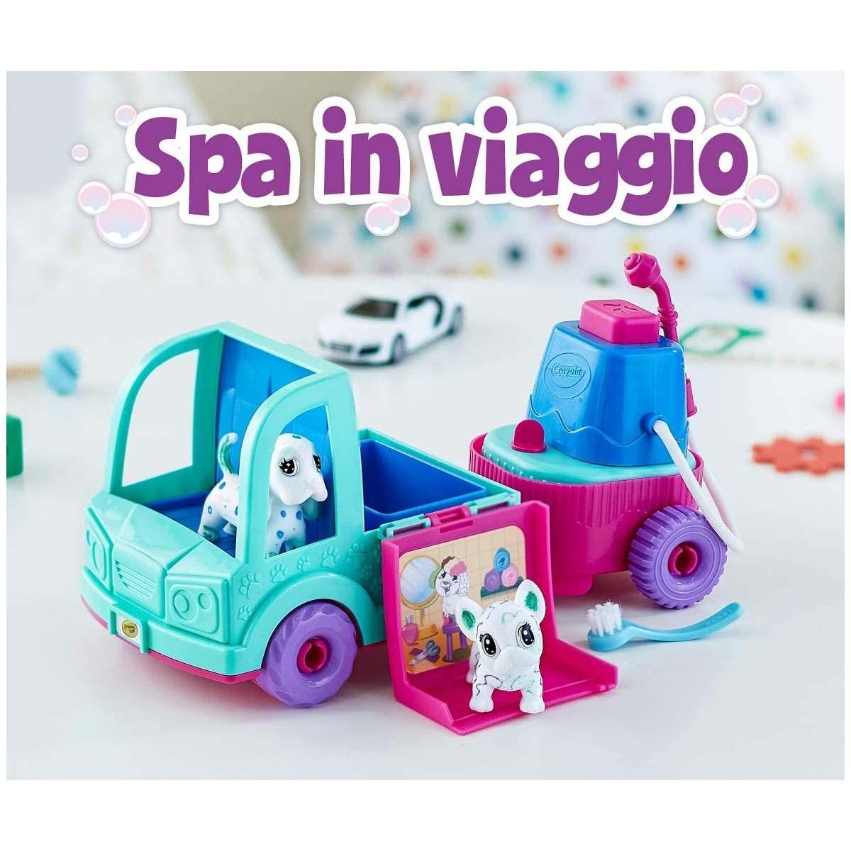 Crayola washimals - set spa in viaggio, per giocare, colorare e fare il bagnetto ai cuccioli, gioco e regalo, da 3 anni