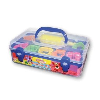 Kiddy clay - plastilina gr.550 - 7 colori + accessori - in valigetta