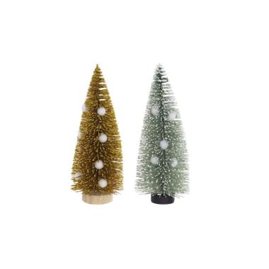 Albero natale da tavola glitter 17 x 7 cm - due colori: oro e verde