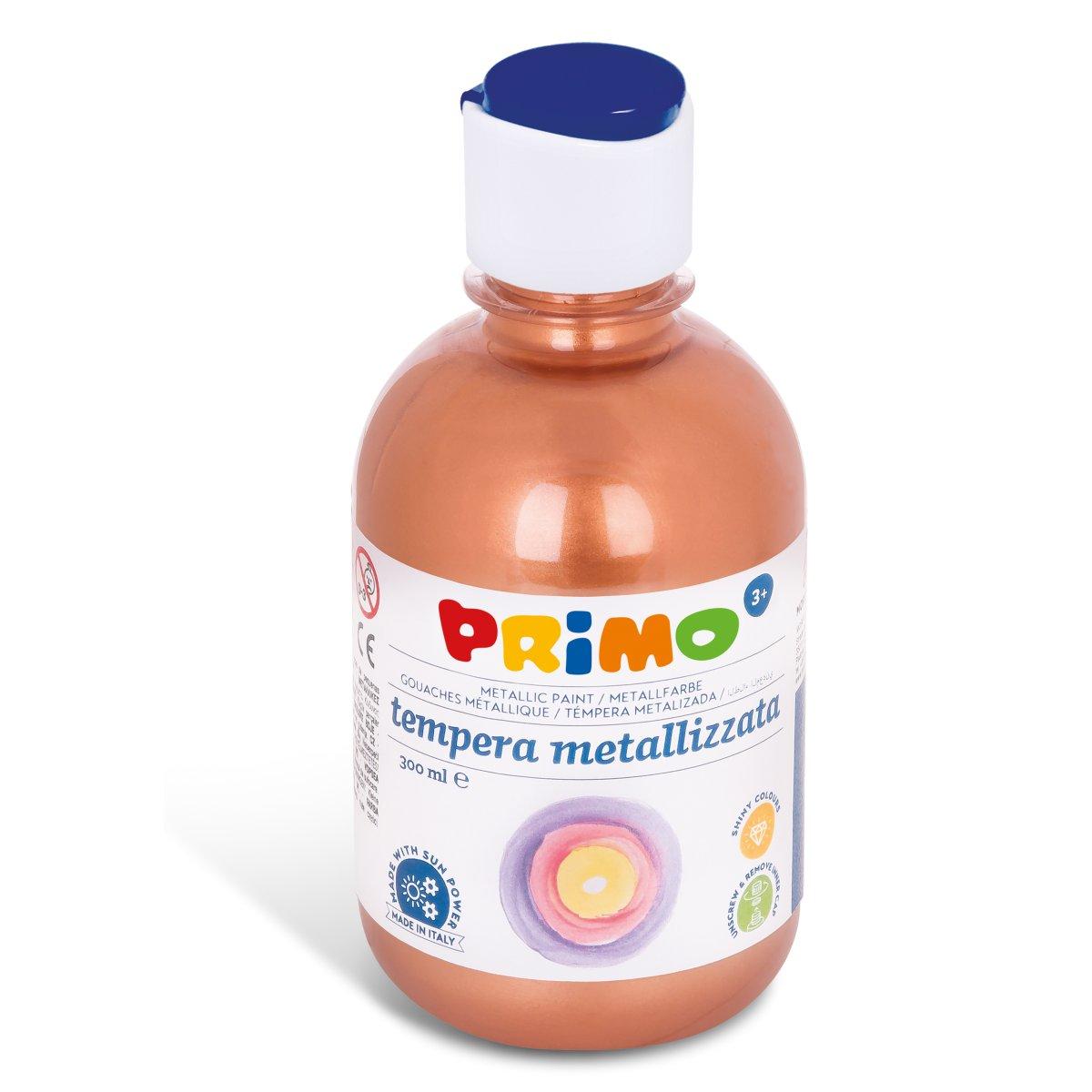 Primo - tempera alta qualita' metallizzata - bottiglia da 300 ml con tappo dosatore - 10 colori -
