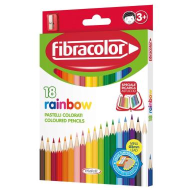 Fibracolor rainbow 18 pastelli punta fine con temperino in omaggio - speciale ricarica astuccio