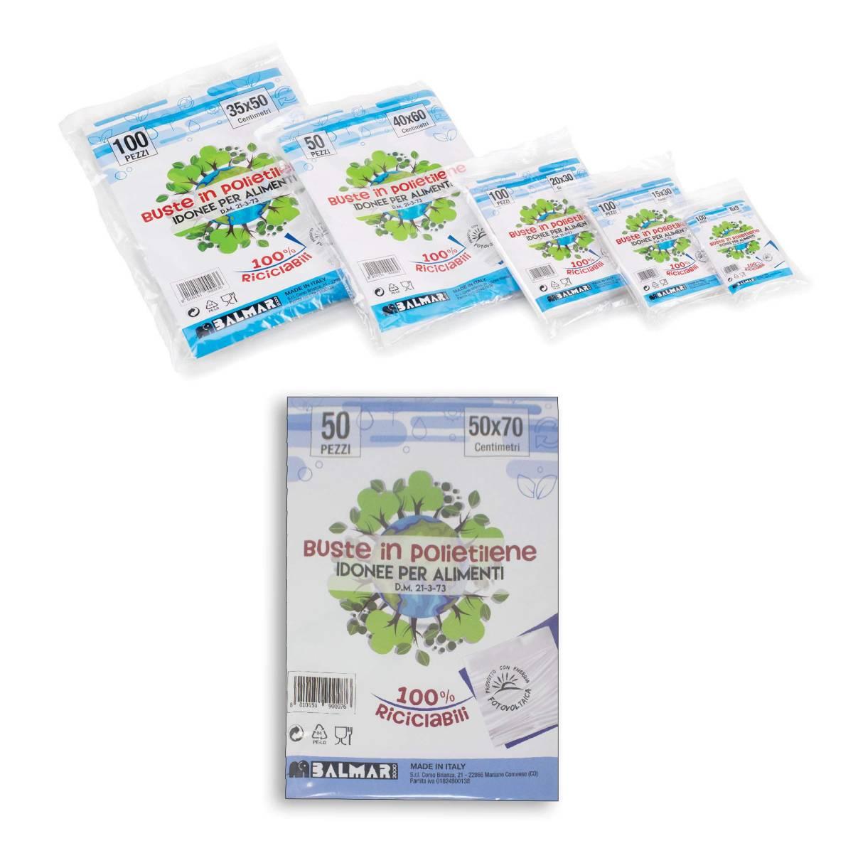 Buste polietilene, multiuso, 50 x 70 cm - confezione da 50 pz
