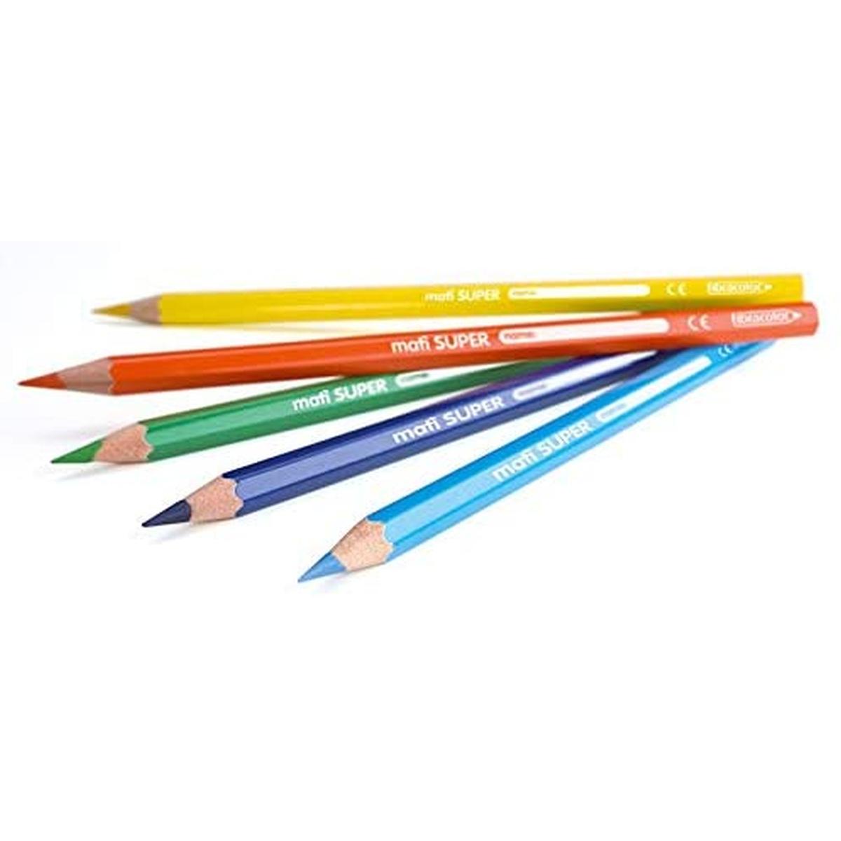 Fibracolor mati' super - pastelli legno esagonale - punta media - confezione da 12 pz