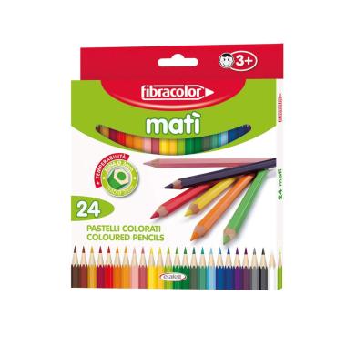 Fibracolor mati' - pastelli esagonale - punta fine Ø 3 mm - 24 pz