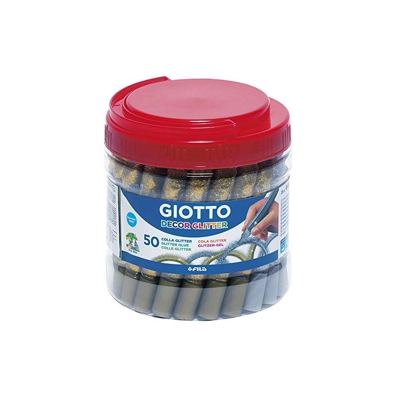 Giotto decor glitter - colla ideale per decorare in tubetto da 10,5 ml in 6 colori assortiti -