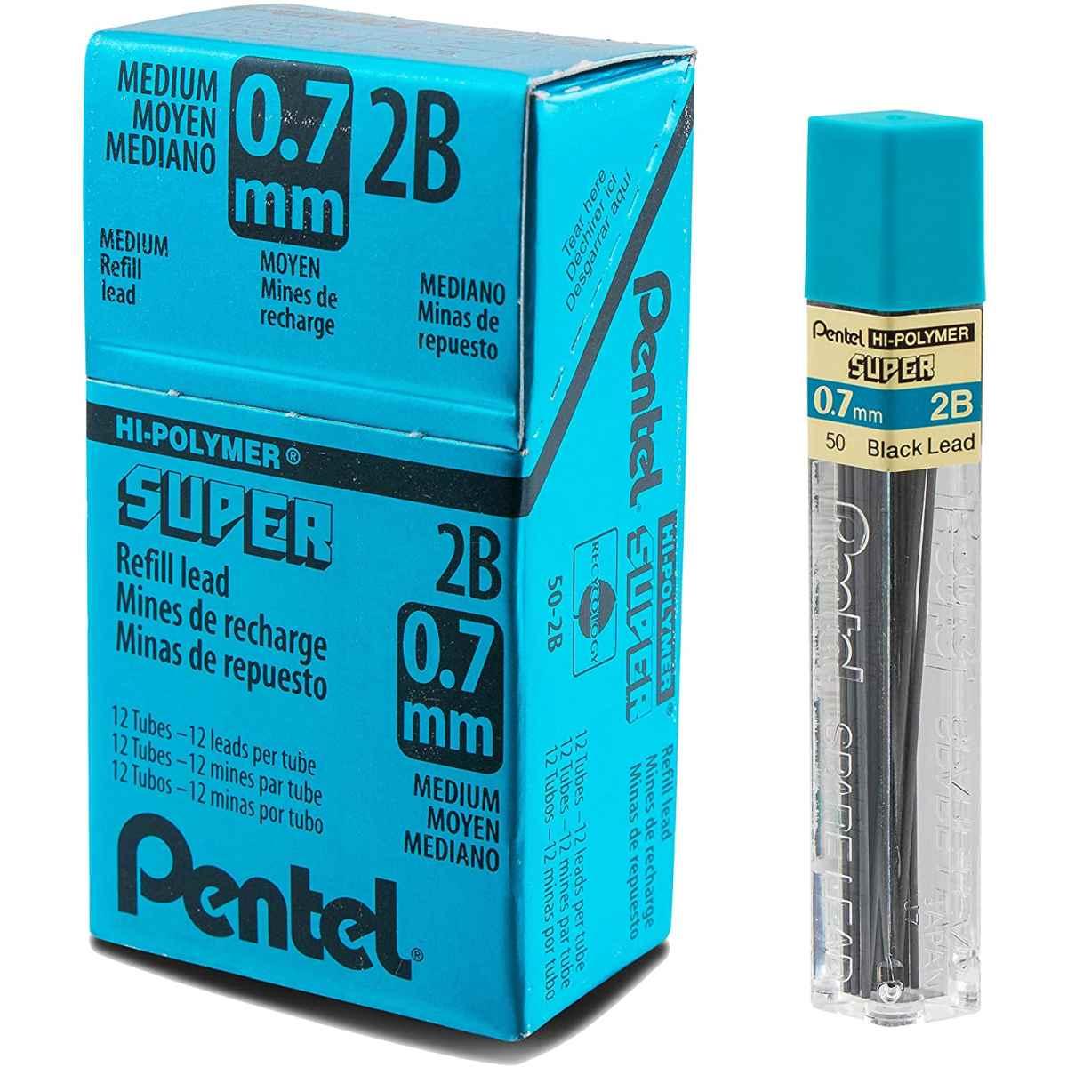 Pentel - micromine super hi-polymer - astuccio da 12 mine