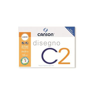 Canson - album da disegno c2 liscio riquadrato - 4 angoli - formato 24 x 33 cm - 20 fogli - carta 120 gr