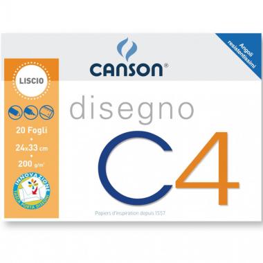 Canson - album da disegno c4 liscio - 4 angoli - formato 24 x 33 cm - 20 fogli - carta 200 gr