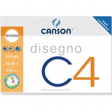 Canson - album da disegno c4 ruvido - 4 angoli - formato 33 x 48 cm - 20 fogli - carta 224 gr