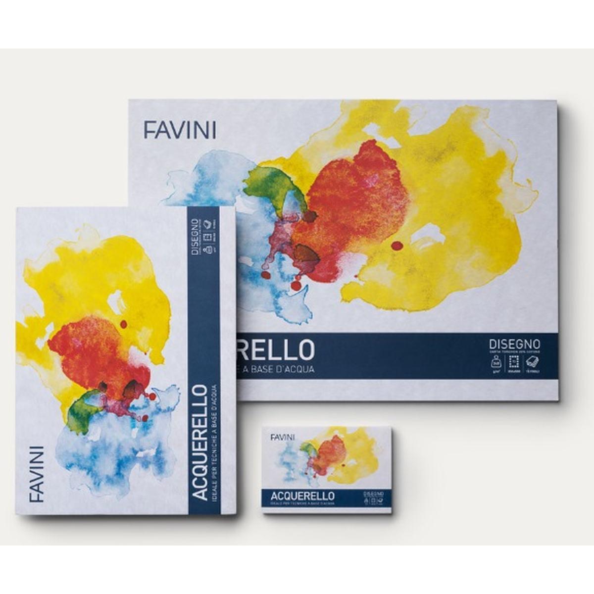 Favini - blocco collato per acquerello - 340 gr - 10 fg - 35 x 50 cm