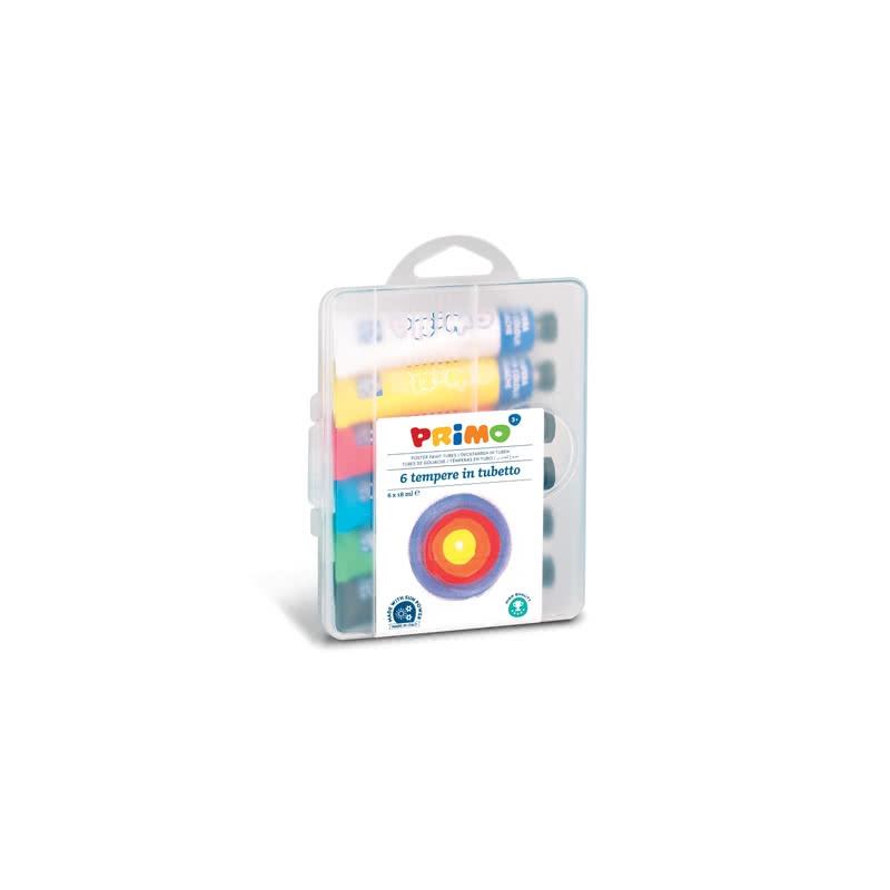 Primo - tempera fine in tubetti - tubetto 18ml in alluminio, in scatola pp, da 6 colori
