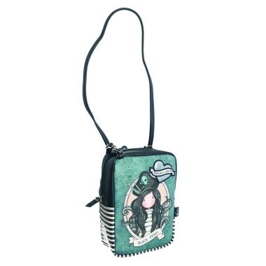 Santoro gorjuss - tracolla in ecopelle con particolare in rilievo ricamato - dimensioni: 14 x 19 x 7 cm