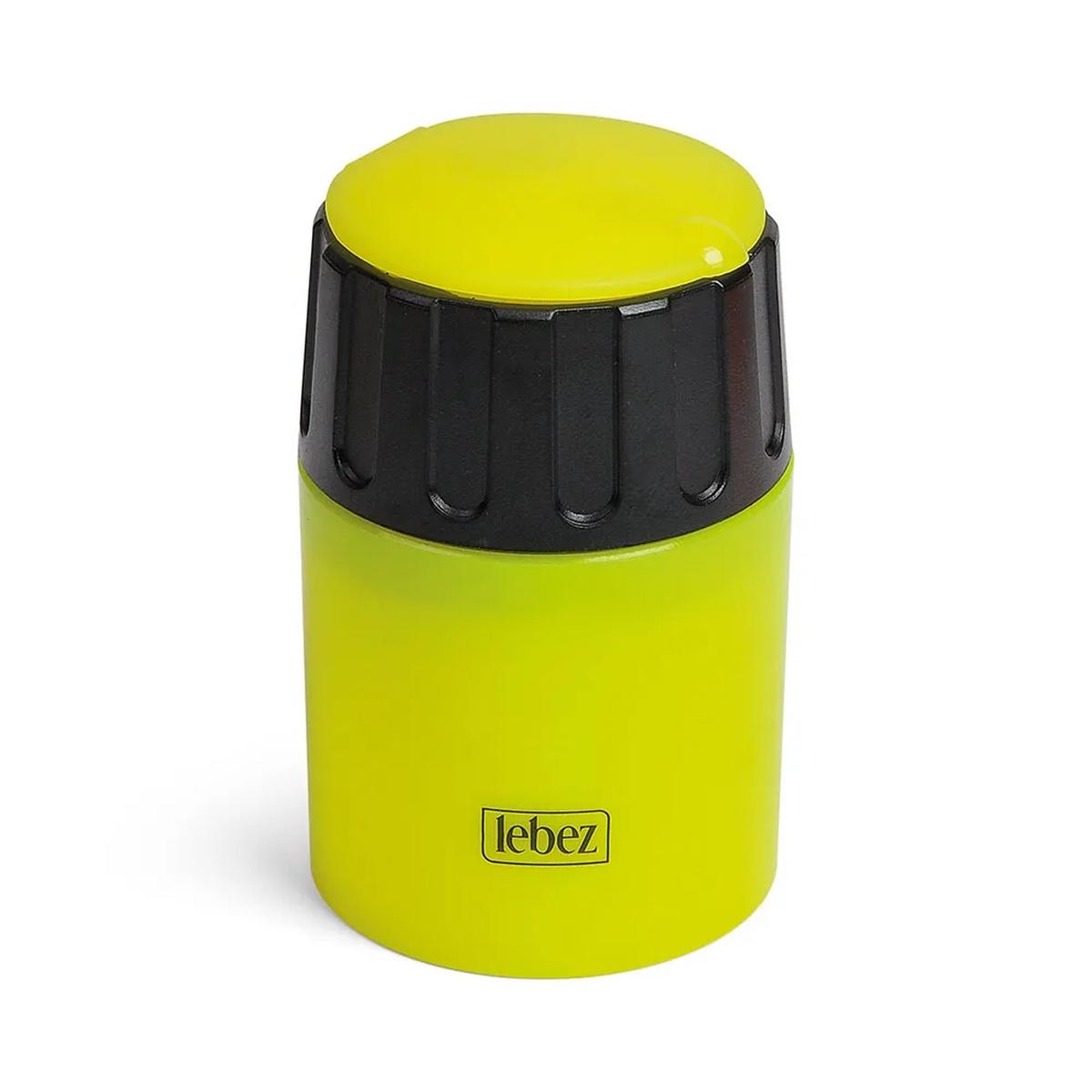 Lebez - temperamatite in metalo 2 fori con contenitore in plastica e coperchio