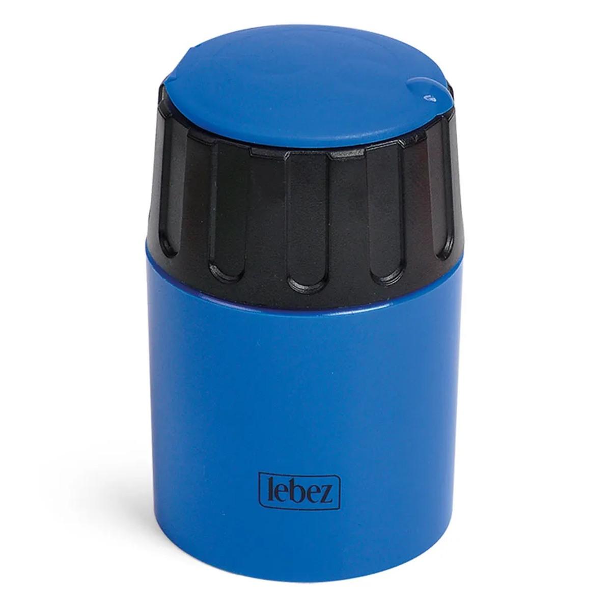 Lebez - temperamatite in metalo 2 fori con contenitore in plastica e coperchio