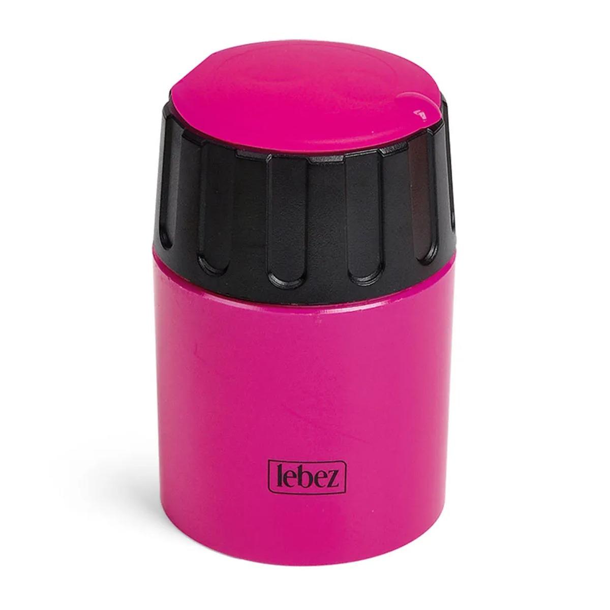 Lebez - temperamatite in metalo 2 fori con contenitore in plastica e coperchio