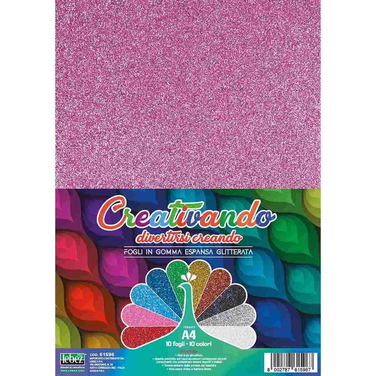 Niji - foglio in gomma espansa (eva) glitterato - 2 mm - a4 (21 x 29,7 cm)