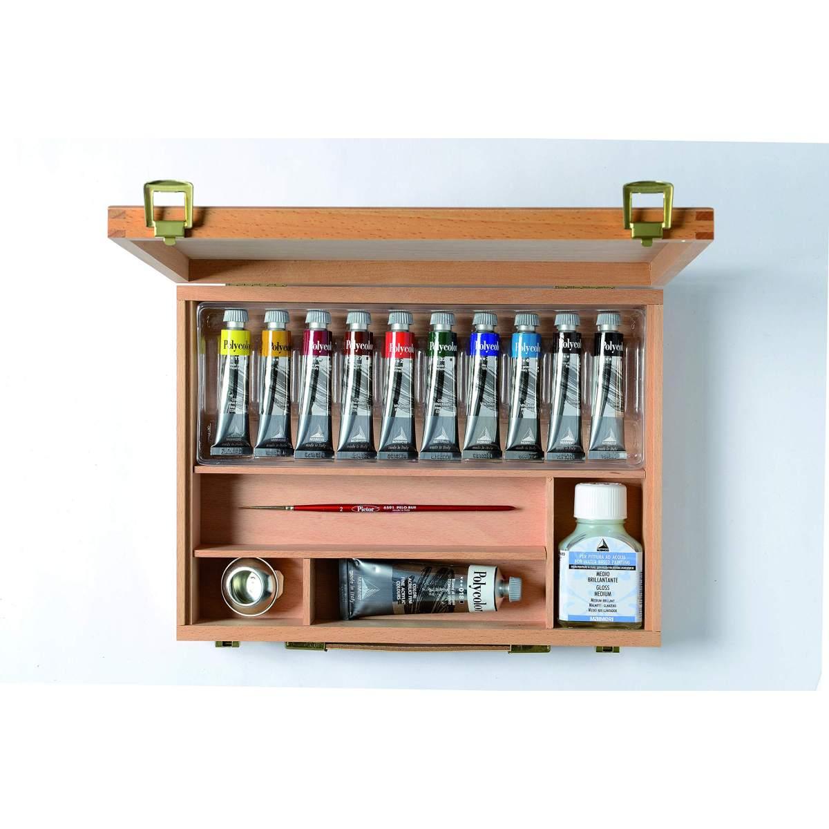 Maimeri - polycolor set assortiti - cassetta in faggio da 20 x 30 cm