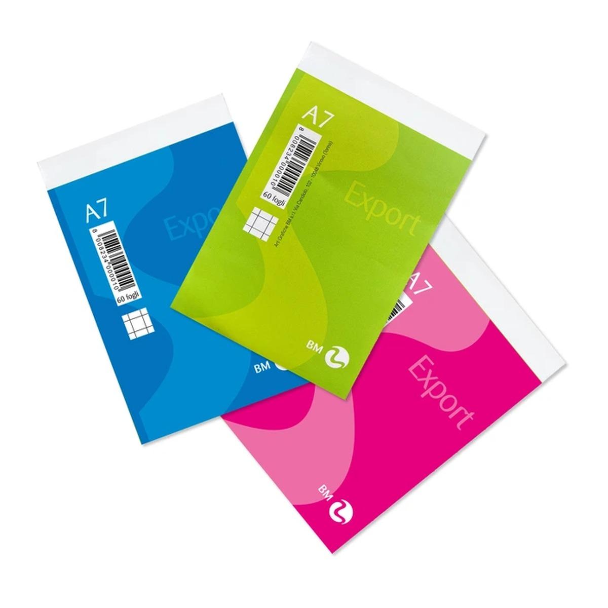 Bm - blocco notes export p.m. - a7 - 5m - 60 fg - 50 gr