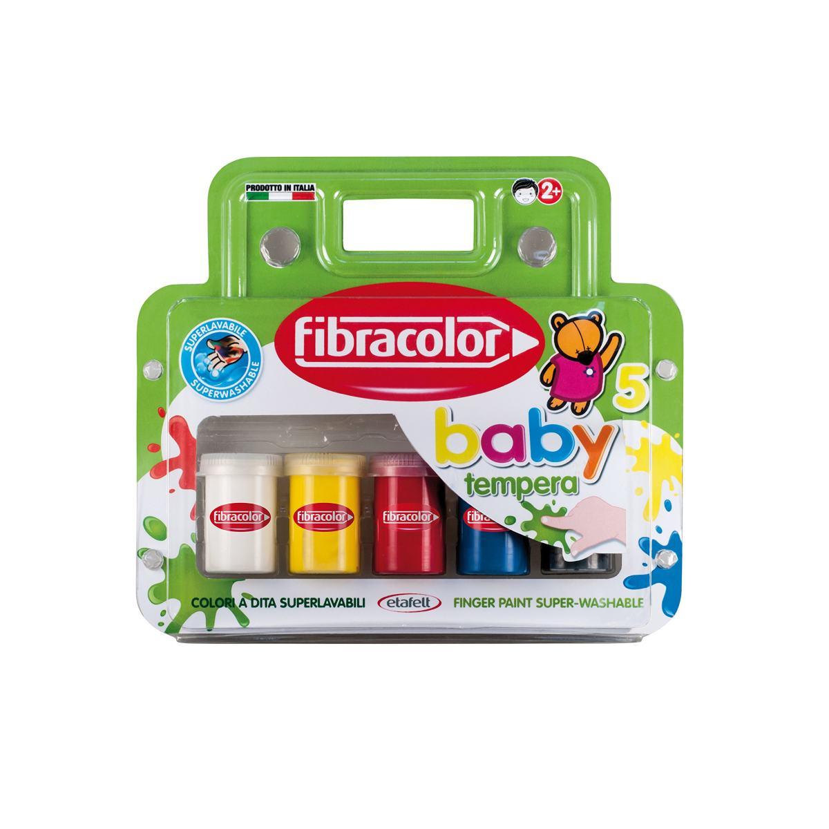 Fibracolor baby tempera - colori a dita - vasetto da 25 ml - 6 pz