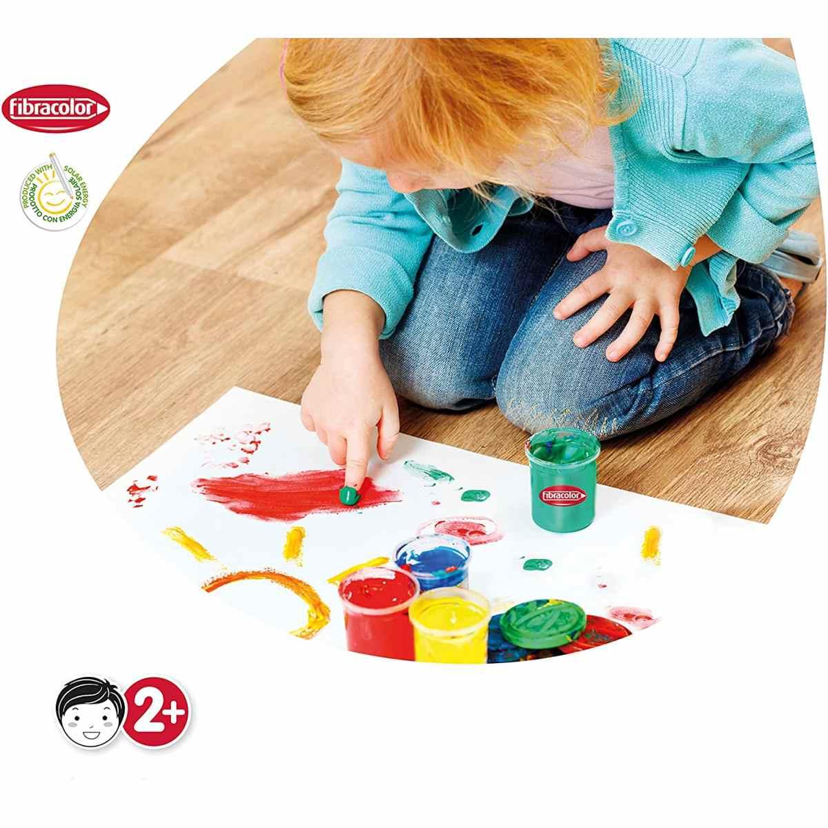 Fibracolor baby tempera - colori a dita - vasetto da 25 ml - 6 pz