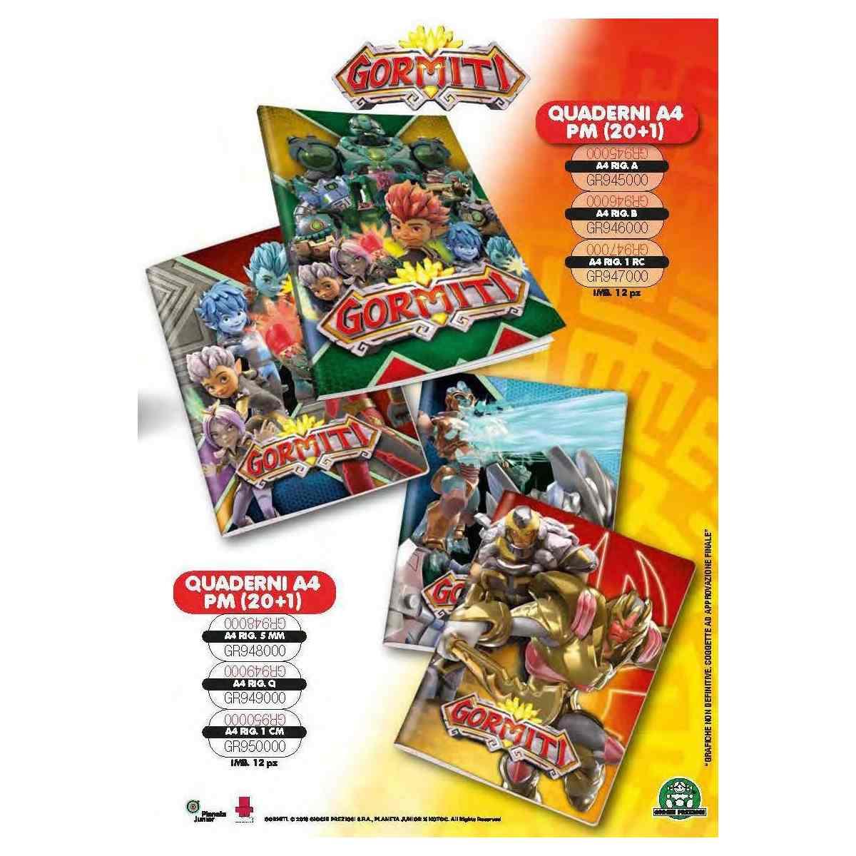 Gormiti 21 - quaderno a4 maxi - carta 100 gr/mq - 20+r fogli