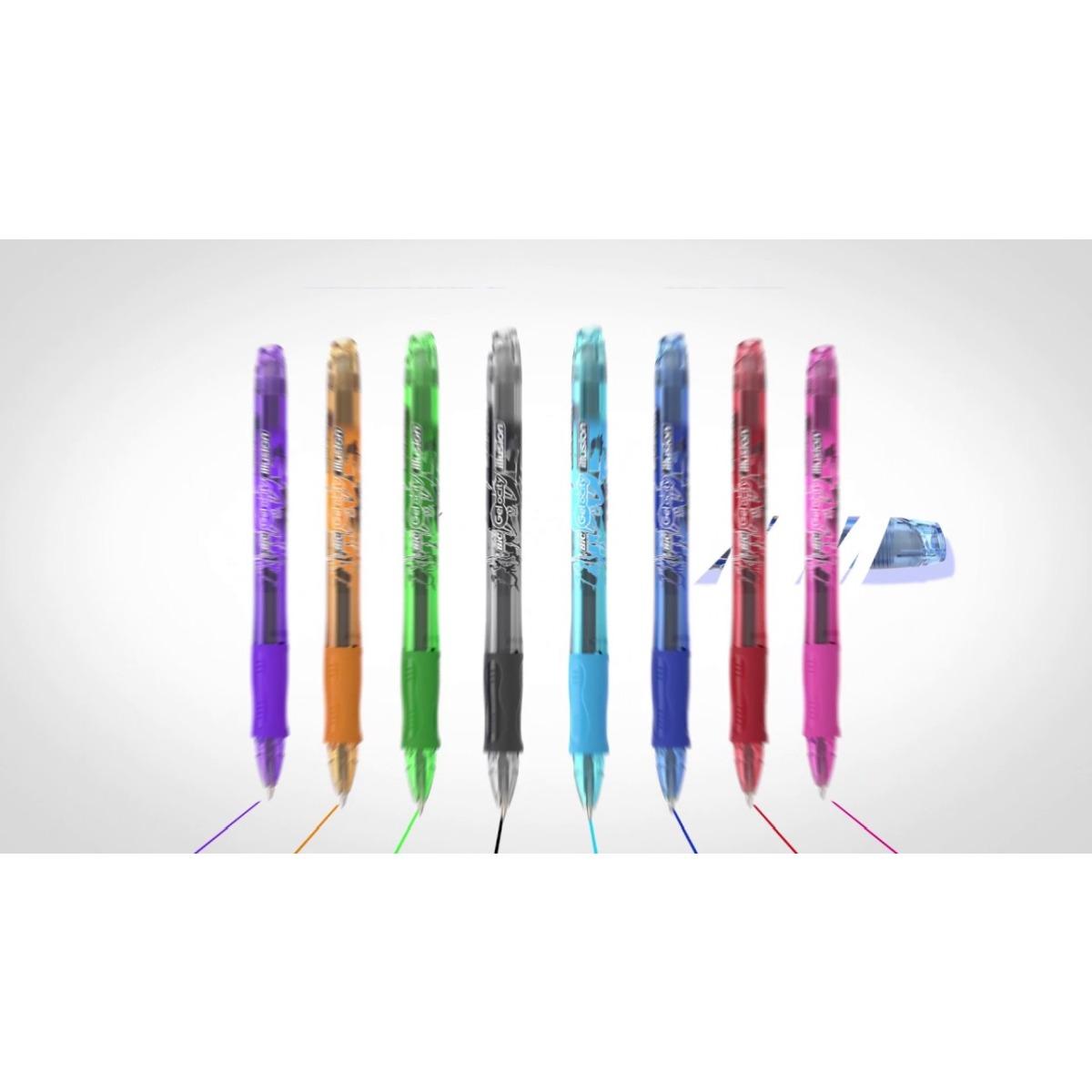 Bic gel-ocity illusion - penna gel cancellabile - punta da 0,7 mm - ricaricabile