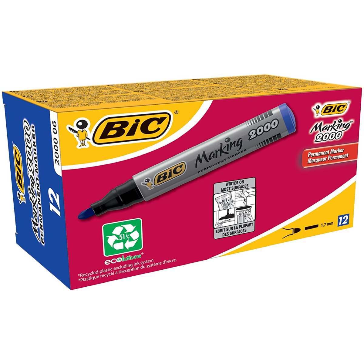 Bic marking 2000 ecolutions - marcatore permanente inchiostro a base d'alcool - punta tonda acrilica da 4,95 mm