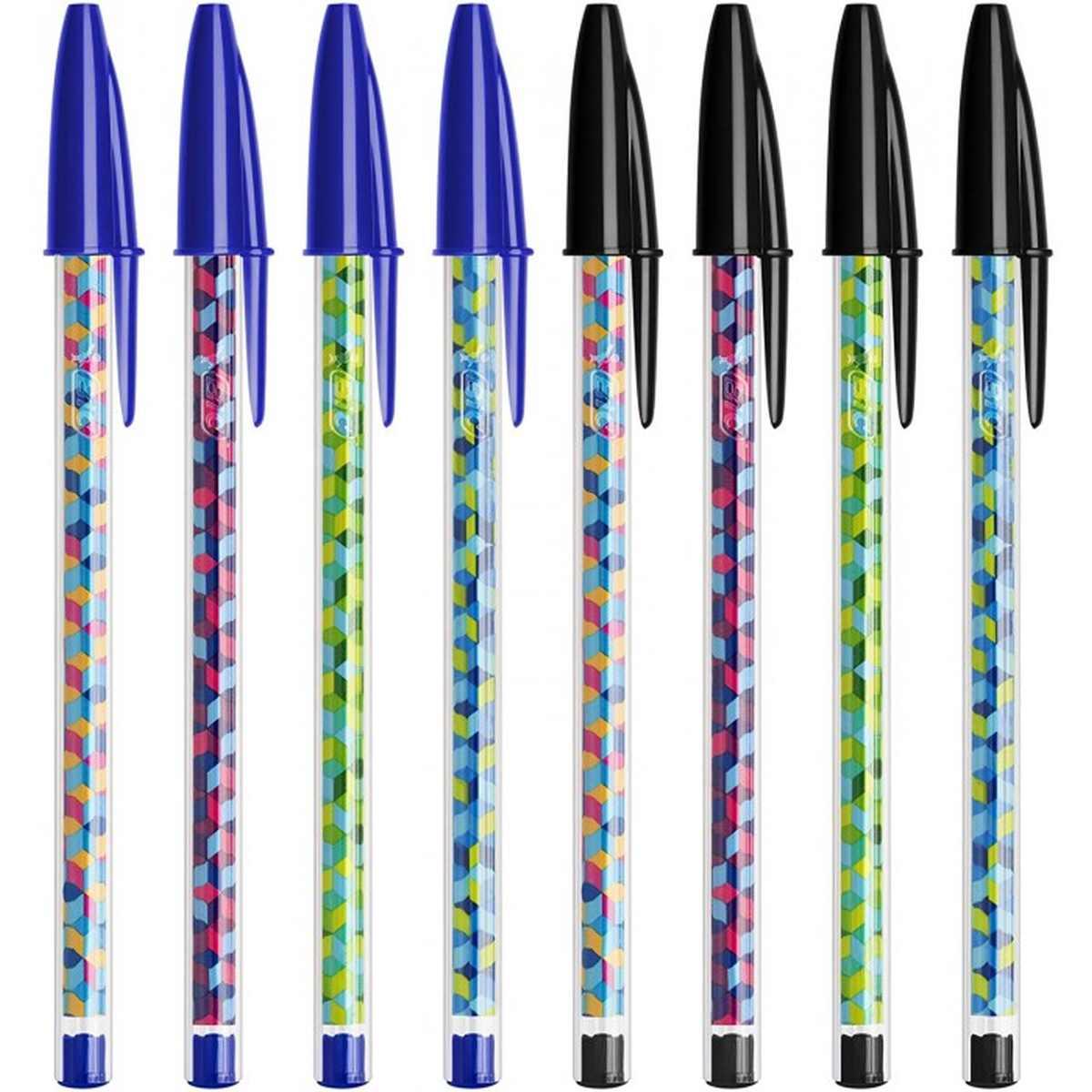 Bic cristal collection - penna a sfera - punta 1 mm - decorata con 4 decori geometrici trendy -