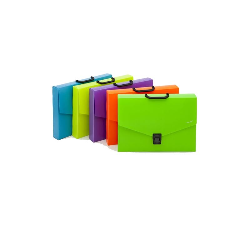 Datazone - cartella portadocumenti con manico - chiusura con clip singola centrale - formato 27,5 x 37,5 x 5 cm - colori fluo