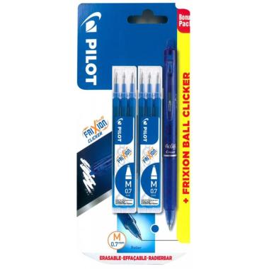 Pilot promo pack ricaricabile 2+1 / 2 frixion ball set of 3 refills / + 1 frixion ball clicker blue 0,7 mm (omaggio)